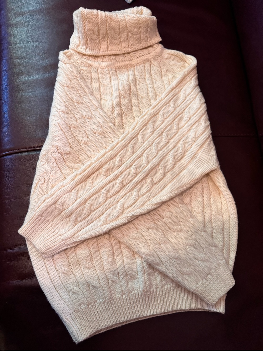 Talbots Cable Knit Turtleneck Sweater - Cream